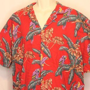 Paradise Found Men’s Hawaiian Luau Shirt XXL Made in Hawaii Palm Trees Birds
